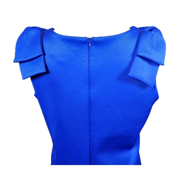 Shelby & Palmer Sheath Dress Womens 12 Royal Blue Stretch Bow at Shoulder Party - Picture 4 of 10